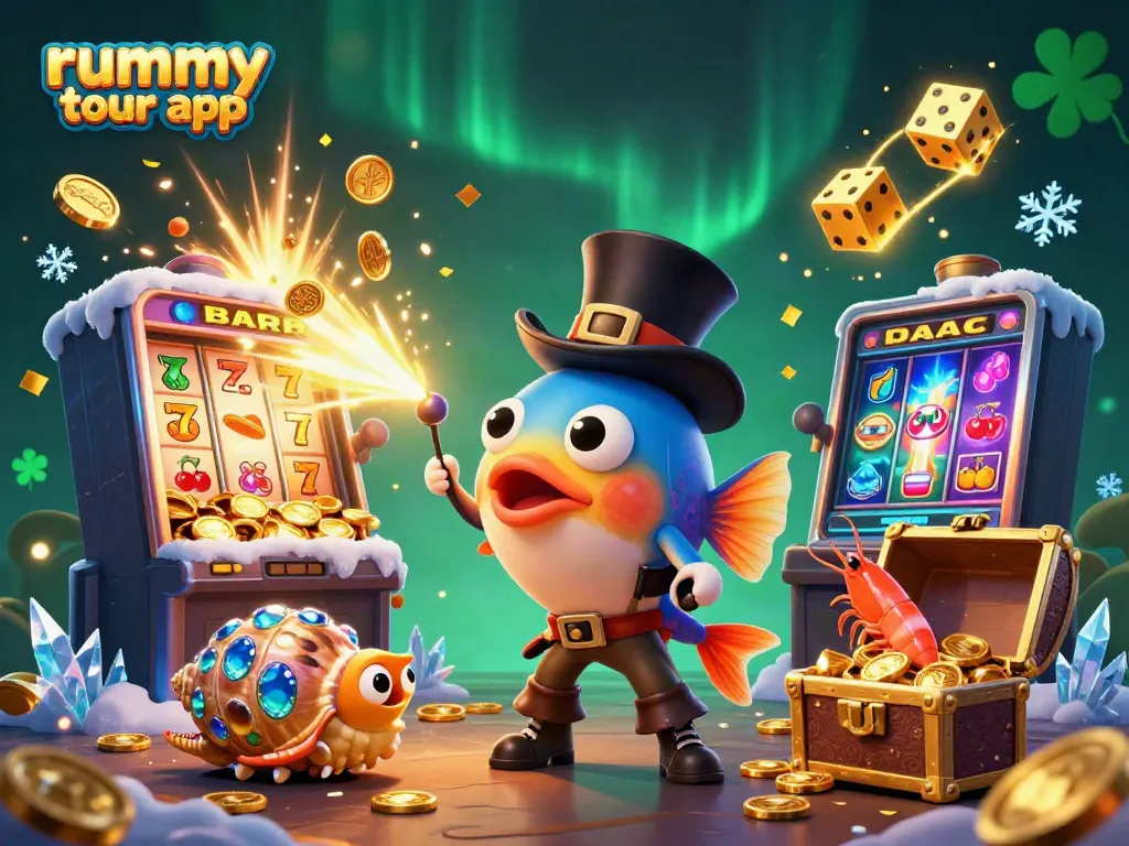 Menangkan koin emas di aplikasi rummy tour yang seru dengan karakter menarik.