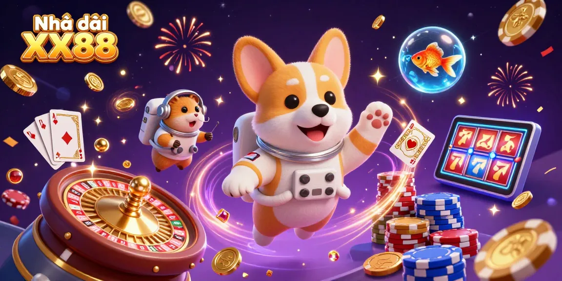 Engage in exciting gaming at Nhà cái XX88 with a vibrant space-themed casino atmosphere.