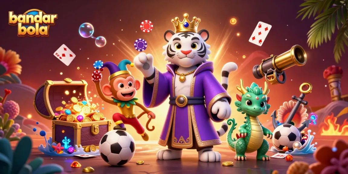 Bet on bandar bola with lively characters and exciting sports elements in a vibrant 3D illustration.