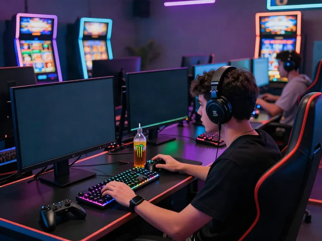 Engaging online gaming moment showcasing akunjp slots with vibrant graphics and colorful LED lights.