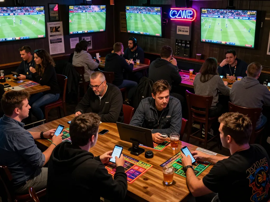 KADAL778 sports fans engaging in thrilling live betting, excitement and camaraderie in-action.
