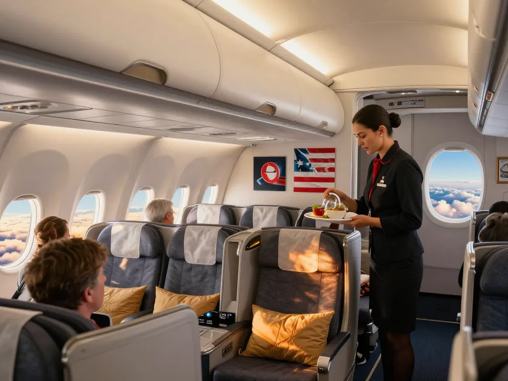 Cozy airplane cabin of the 789P with comfortable seating and view of the clouds.