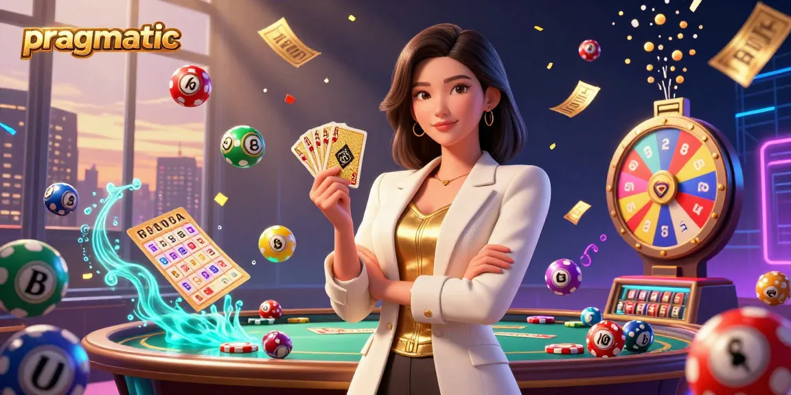 Engage in pragmatic casino action with a professional Asian woman showcasing a golden deck of cards.