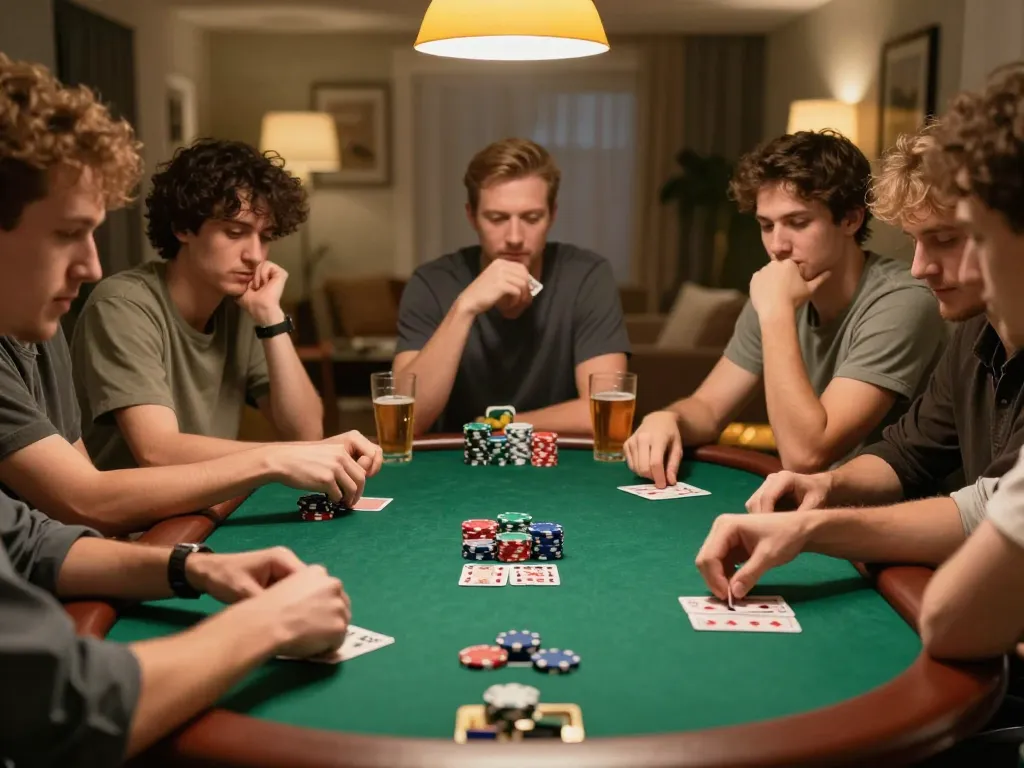 Friends enjoying a thrilling poker night at home, showcasing dash88 excitement and strategic gameplay.
