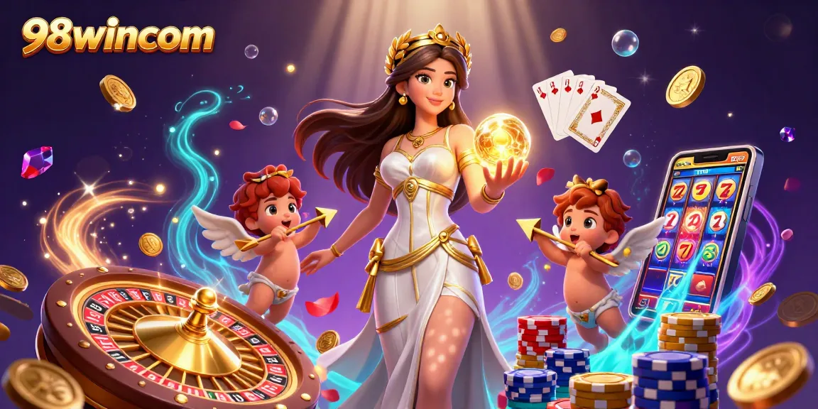 Experience the allure of 98wincom casino with this vibrant, enchanting 3D casino scene.