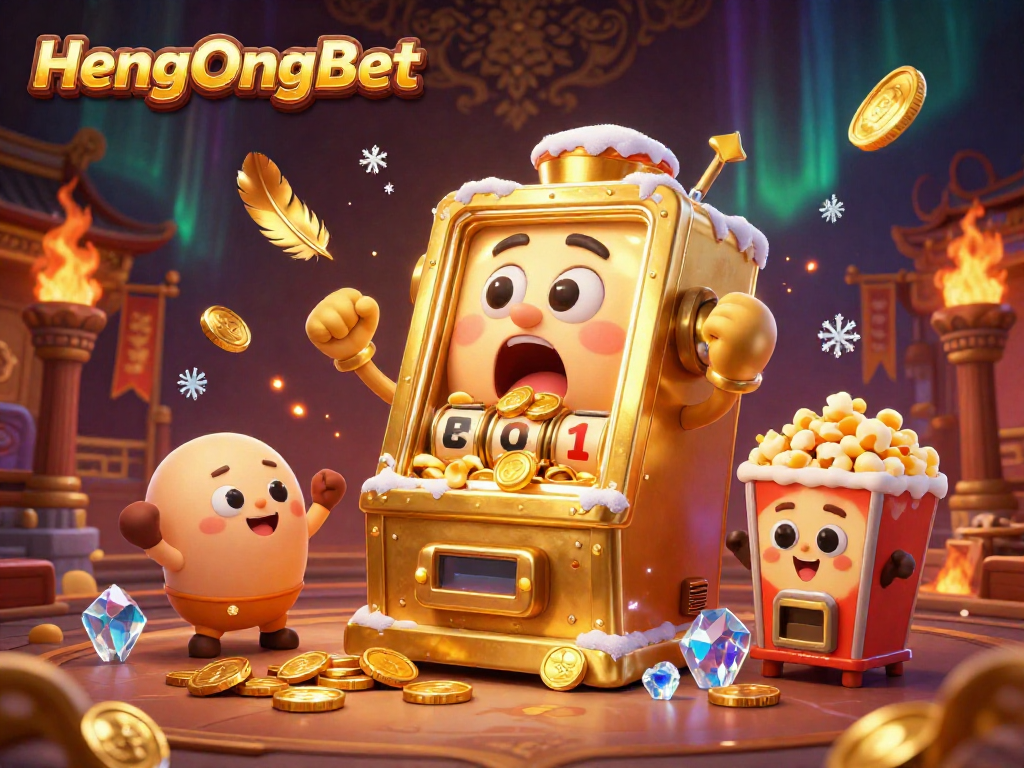 Join the jackpot celebration at HengOngBet with cheering slot machines and golden coins!