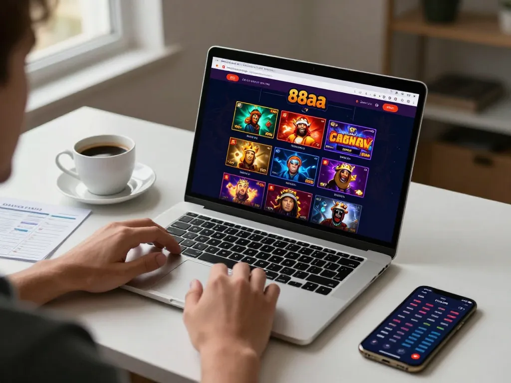 Play on 88aa's online casino interface while enjoying a cozy betting experience