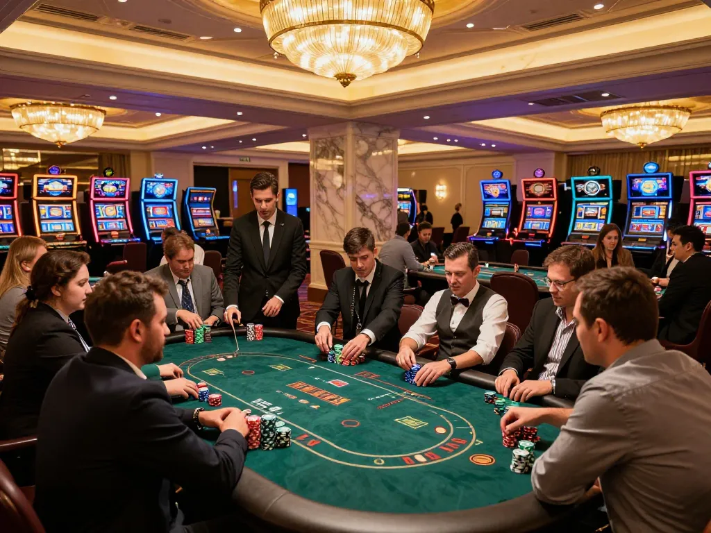 Players at kp88vip poker tables strategizing for winning hands in a vibrant casino environment.