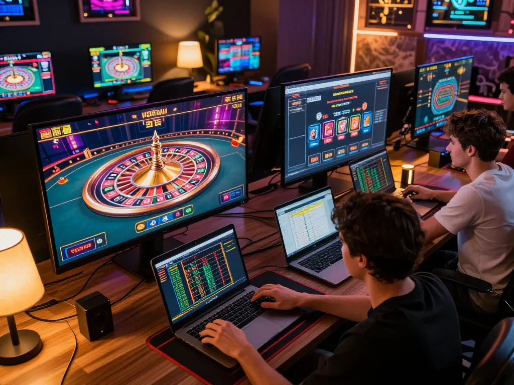 Players engaging with the goldleafrestaurant online gaming interface, showcasing strategic betting decisions during a roulette game