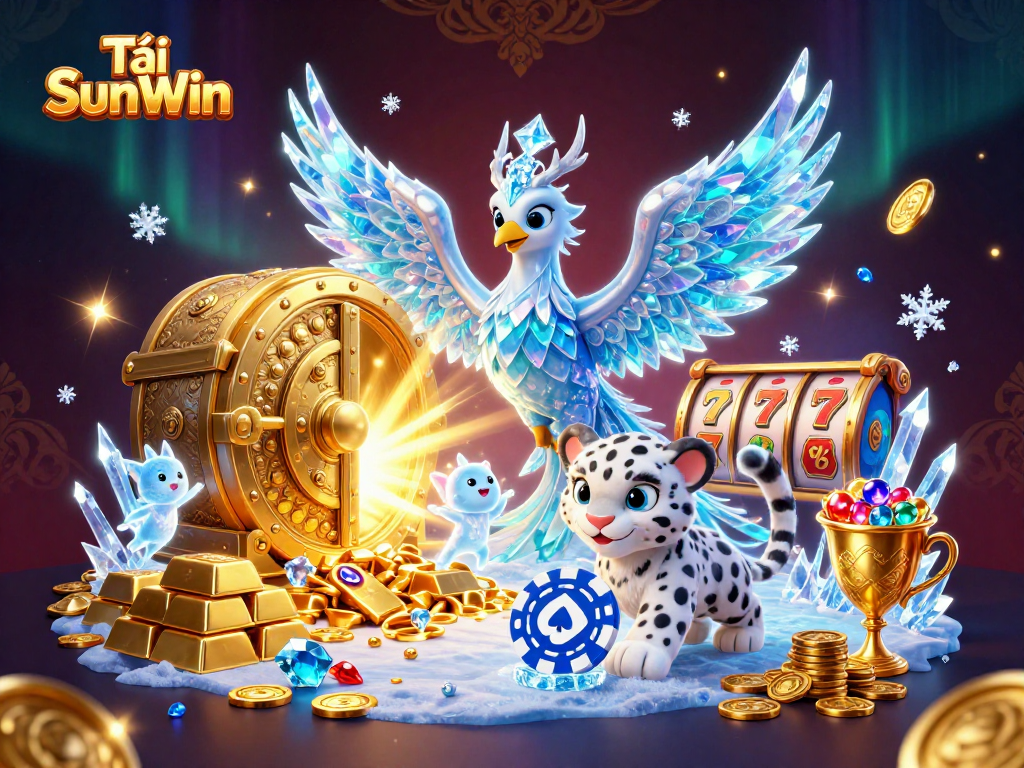 Tải SunWin challenges players with an immersive slot experience featuring an ice phoenix and treasures.