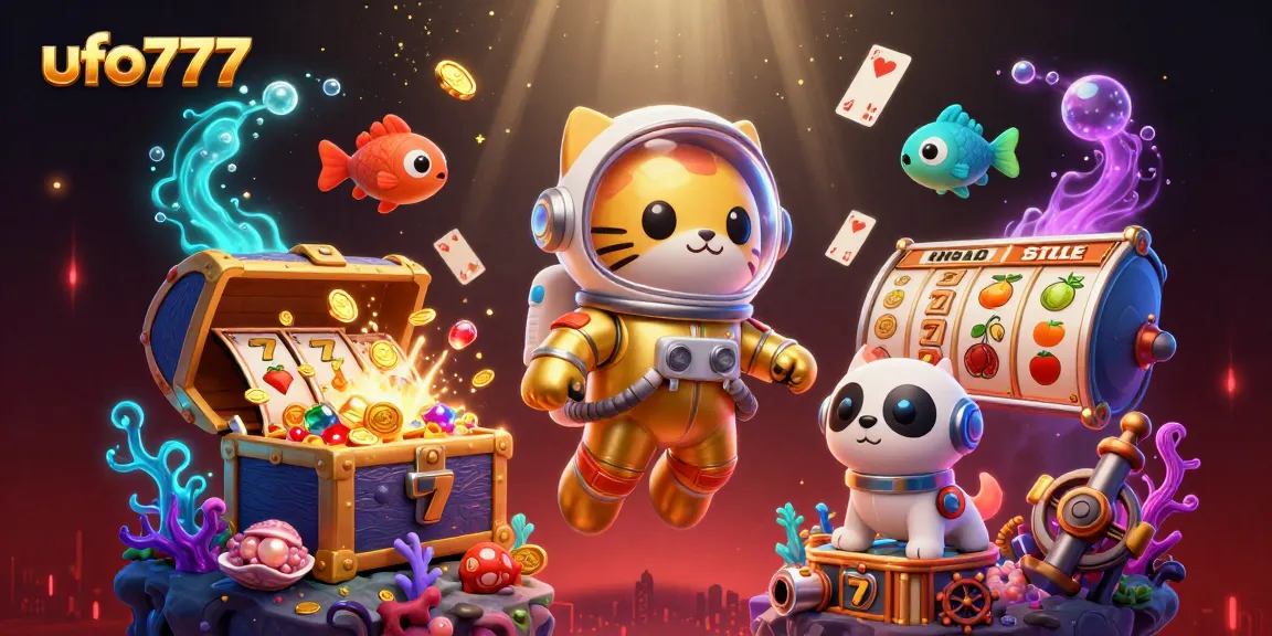 Experience thrilling gameplay with ufo777's vibrant illustration showcasing dynamic casino and space themes.