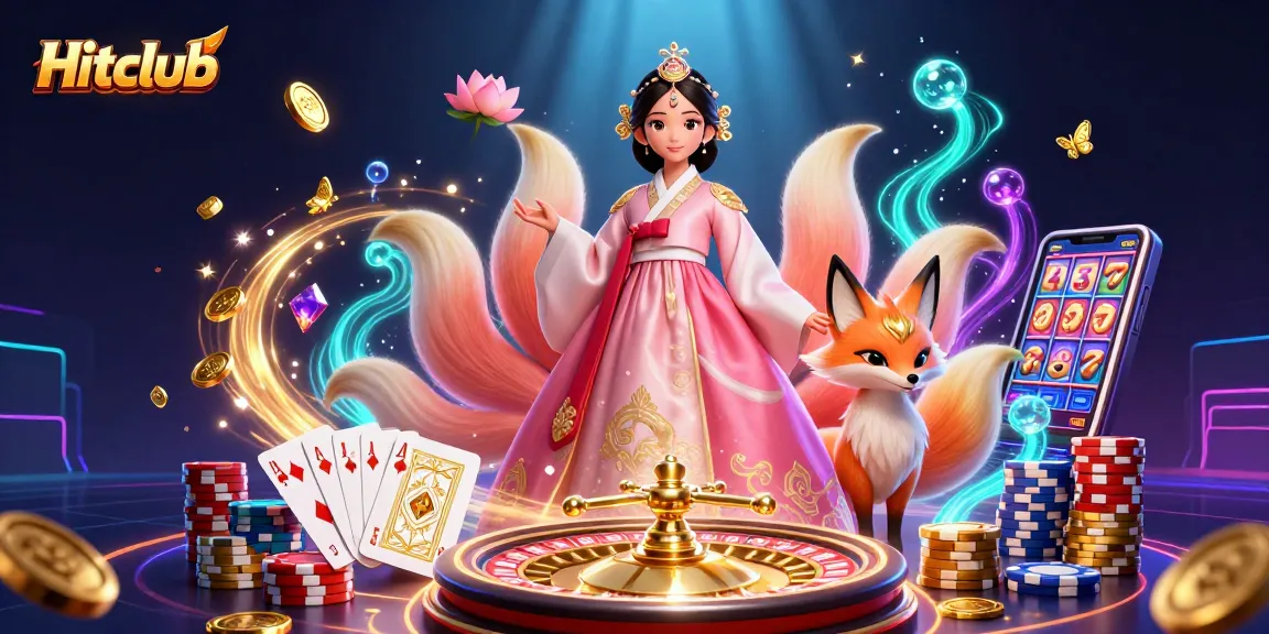 Win big at Hitclub with stunning visuals of rich gaming elements and a graceful Asian woman.