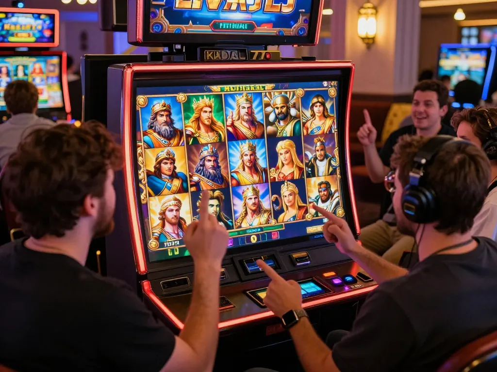 KADAL778 players enjoying exciting online slot games featuring Greek gods, celebrating big wins.