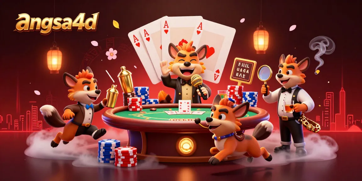 Experience the excitement of casino life with angsa4d, featuring a lively comedy scene with hyenas and poker elements.