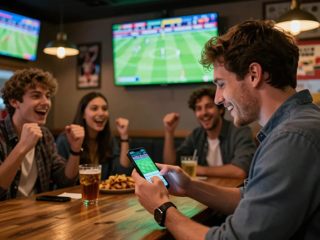 Experience kèo nhà cái excitement during live sports betting on mobile app with friends.