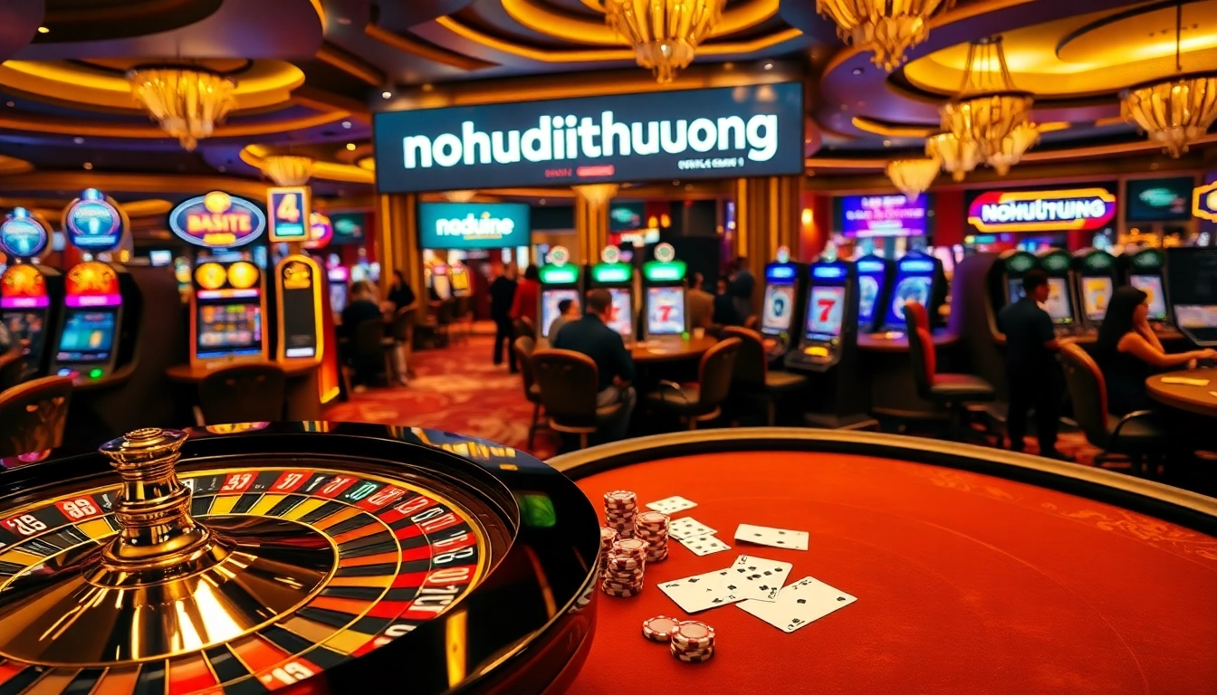 Nohudoithuong players spinning a roulette wheel and enjoying vibrant slot machines
