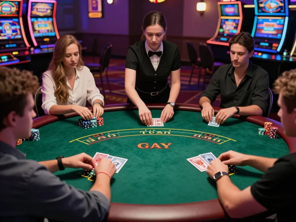 Players strategizing at a poker table in an upscale casino, featuring dynamic SC88-themed gameplay!