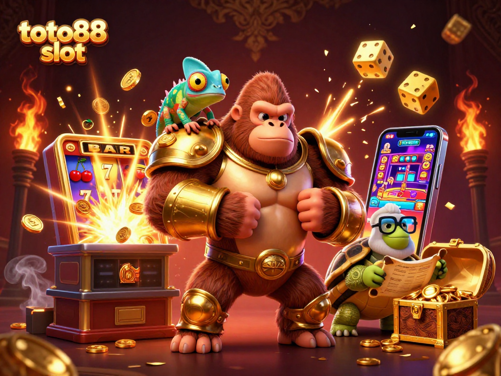Experience excitement at toto88 slot with a jackpot-winning gorilla king and dynamic casino symbols.