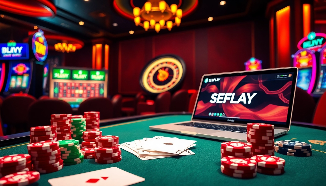 Experience the excitement of link sepuhplay as players engage at a luxurious casino table filled with vibrant poker chips and cards.
