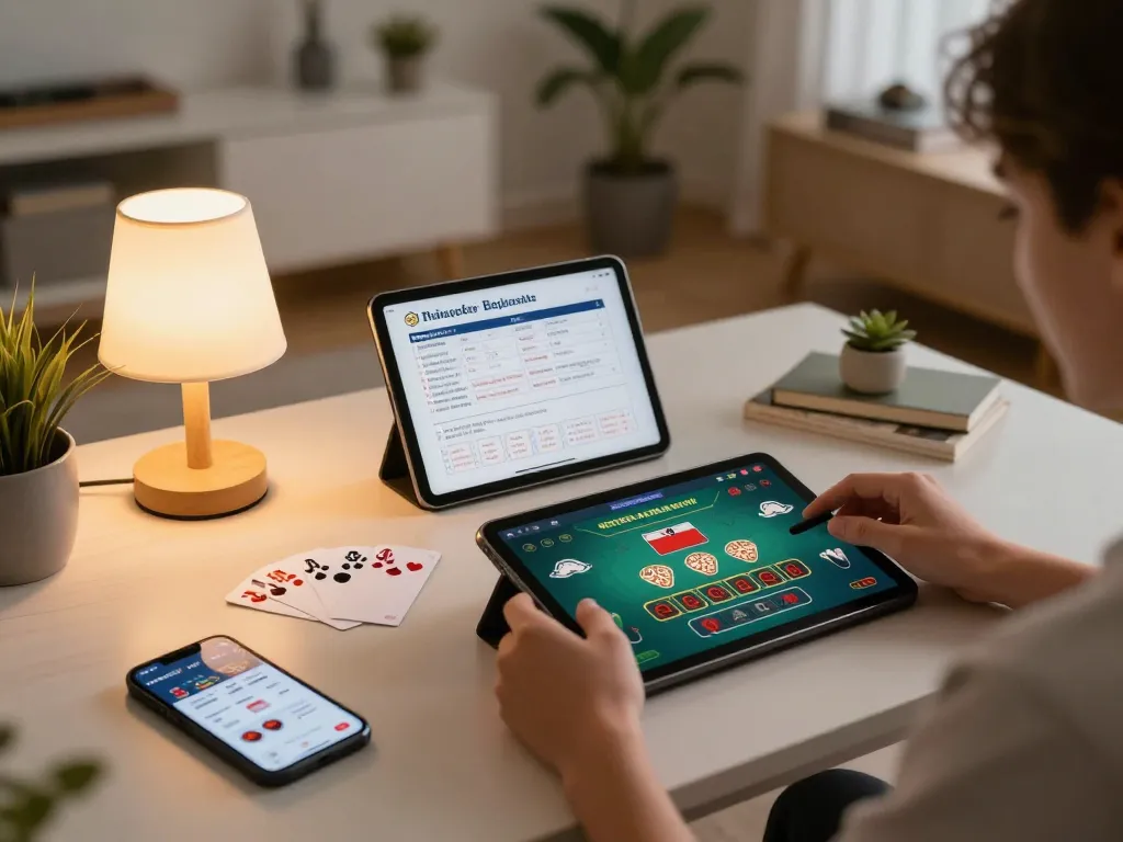 Experience Nk88 win with strategic gameplay at home using a tablet for online casino games.