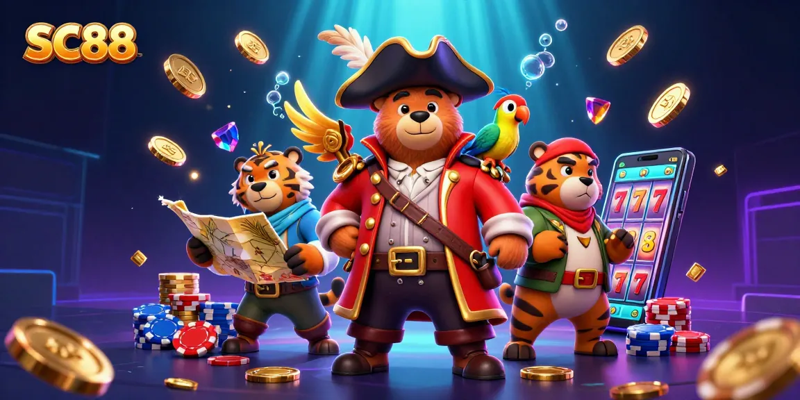 Engage in the SC88 casino adventure with a pirate bear, tiger first mate, and golden riches.
