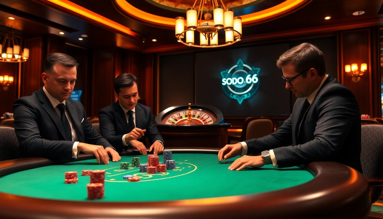 Experience the thrill of SODO 66 at a vibrant casino poker table full of excitement.