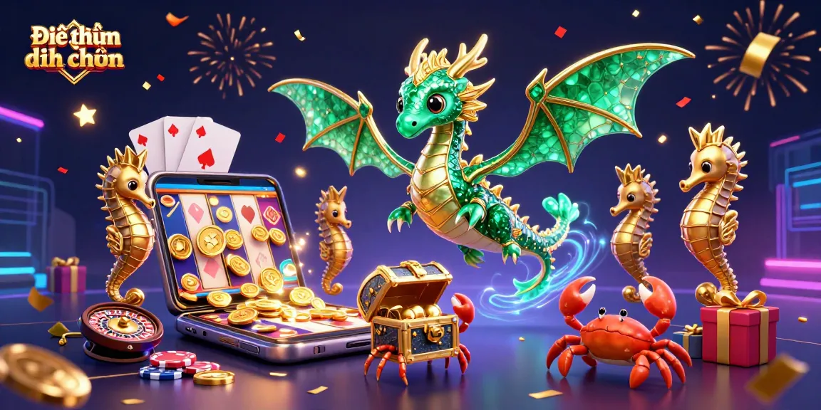 Engage with the vibrant world of gambling through Điều khoản điều kiện, exploring casino elements around a sea dragon.