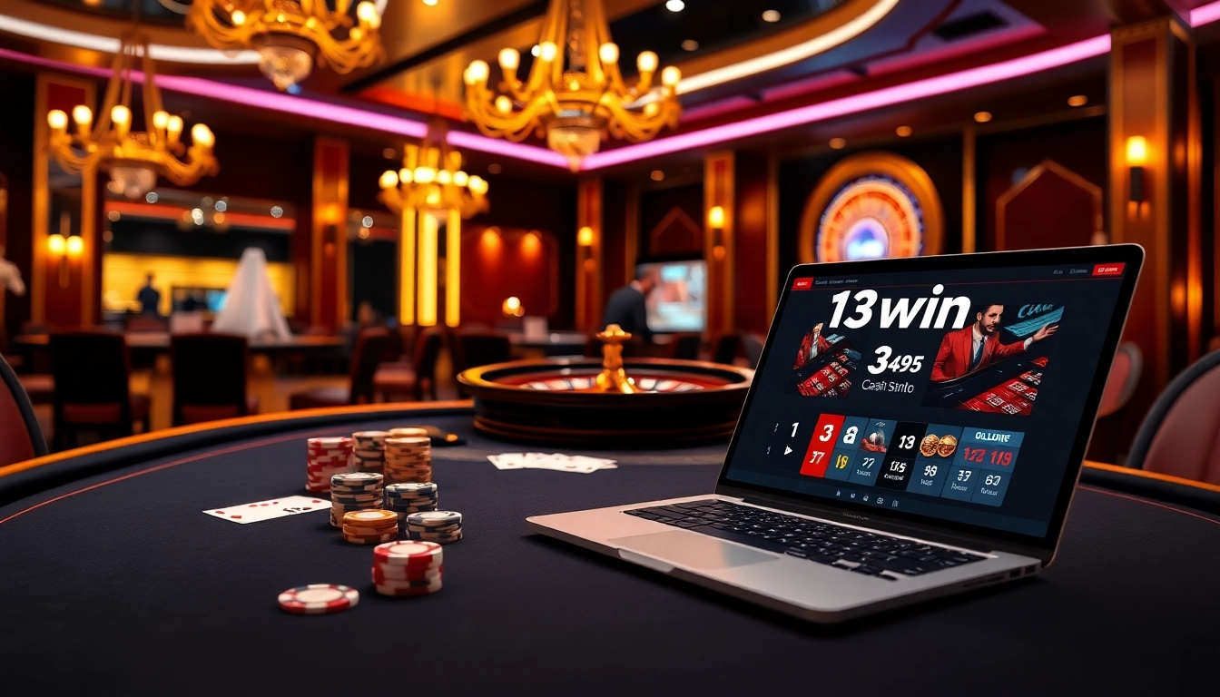 Experience the thrill of 13win online gambling on a luxurious virtual casino table.