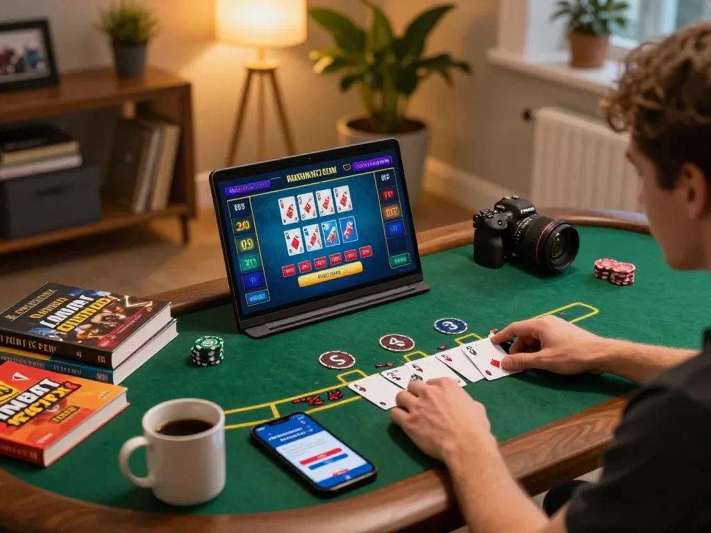 Engaging in live dealer blackjack with Pragmatic Play login displayed on the laptop screen.