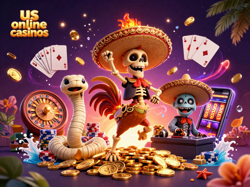 Experience the excitement of us online casinos with vibrant characters and dynamic game elements.