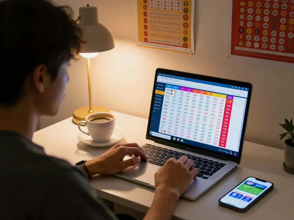 Engaging player participating in togel hk betting online, showcasing strategic gameplay and a cozy environment.