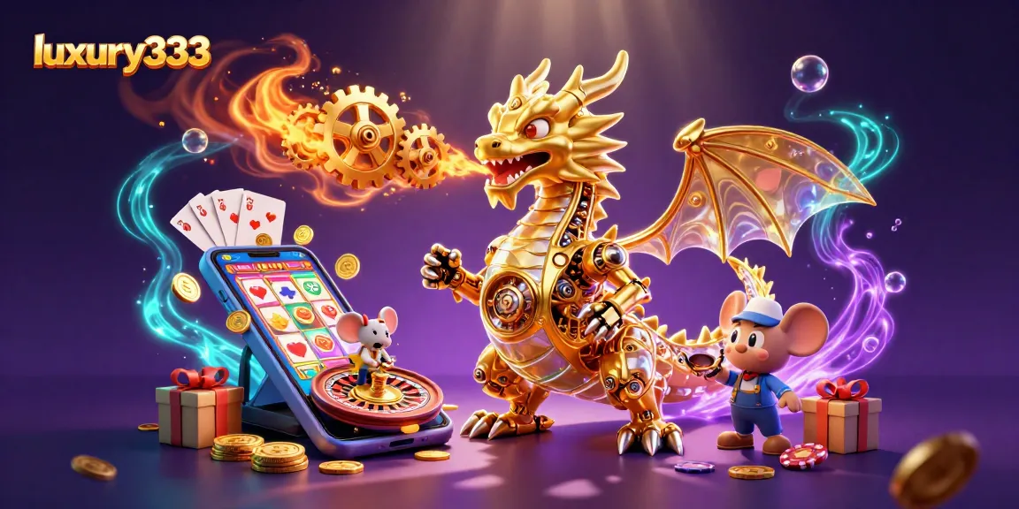 luxury333 menghidupkan pengalaman permainan kasino dengan naga emas mekanis dan permainan slot yang menggembirakan.