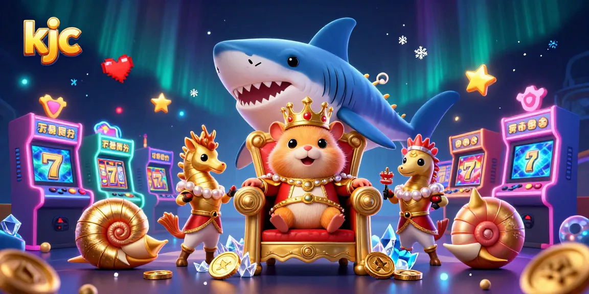 KJC entertains players with vibrant slot reels and golden characters in a lively casino setting.