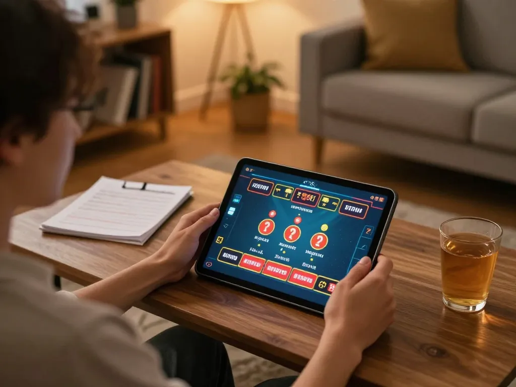 Engaging scene on trang chủ sc88 with a player enjoying live dealer games at home, demonstrating a cozy gaming atmosphere.