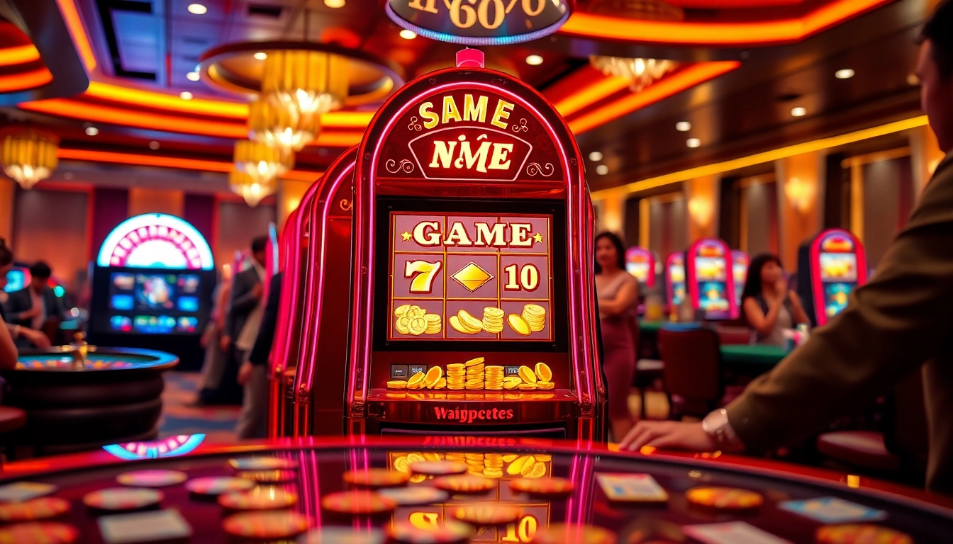 Engaging Game Nổ Hũ slot machine displaying jackpot win with vibrant casino elements
