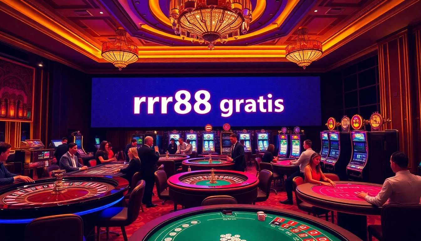 Experience rr88 gratis offers at a vibrant, luxurious casino with engaging gameplay elements.