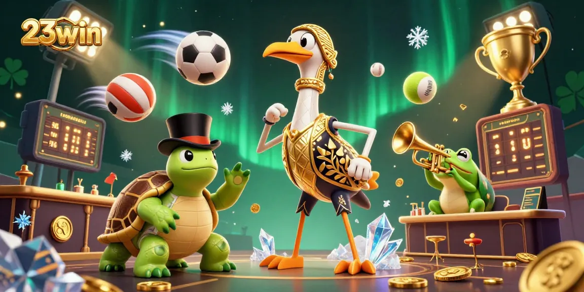 Play and win with 23win in a dynamic casino atmosphere featuring lively characters and vibrant action.