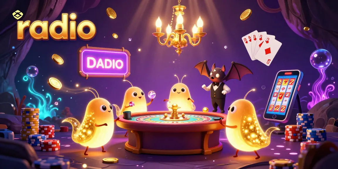 The radio-themed casino scene with glowing glowworms, a bat dealer, and vibrant gaming elements enhances your gaming experience.