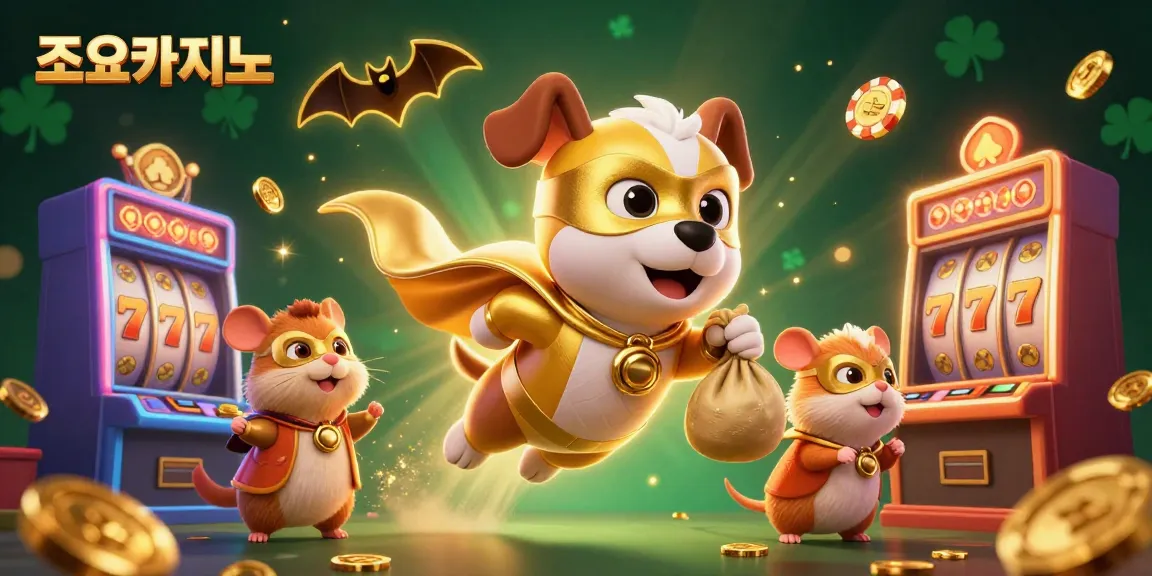 Experience the excitement of 조이카지노 with vibrant 3D slot machines, gold coins, and playful characters.