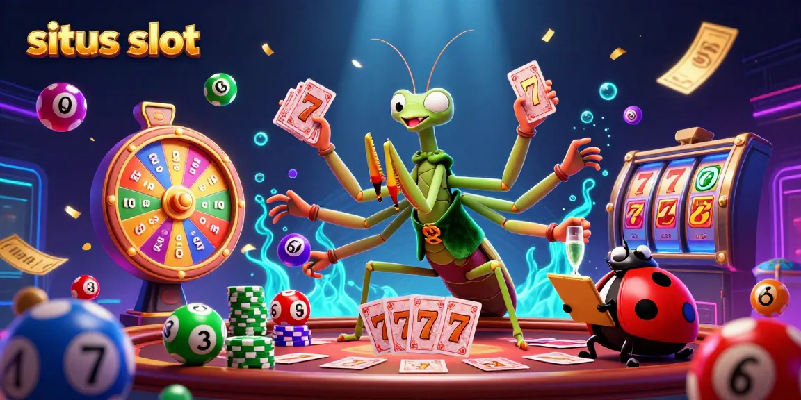 Experience the excitement of situs slot with vibrant characters and dynamic game elements in a lively online casino scene.