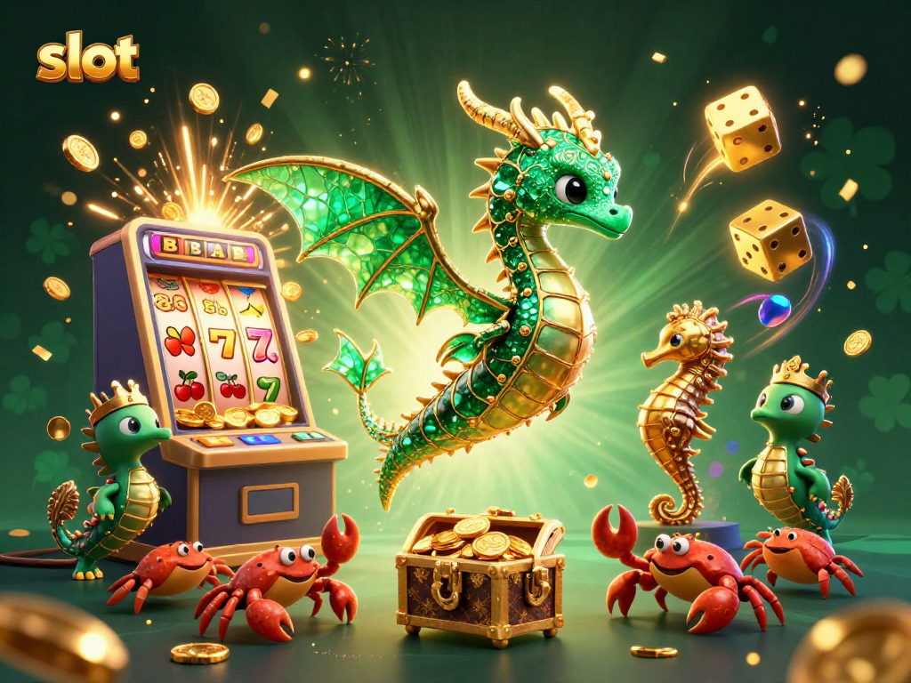 Experience thrilling slot action with vibrant casino elements in this 3D illustration.