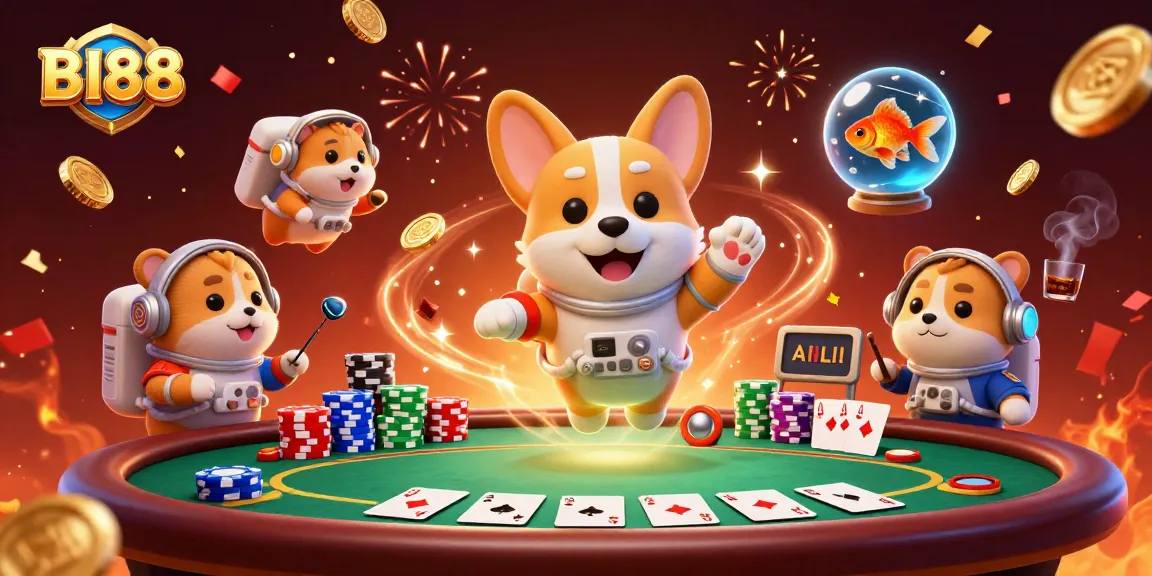 Engage in epic gaming adventures at BI88 with a vibrant 3D casino scene featuring immersive characters and casino elements.