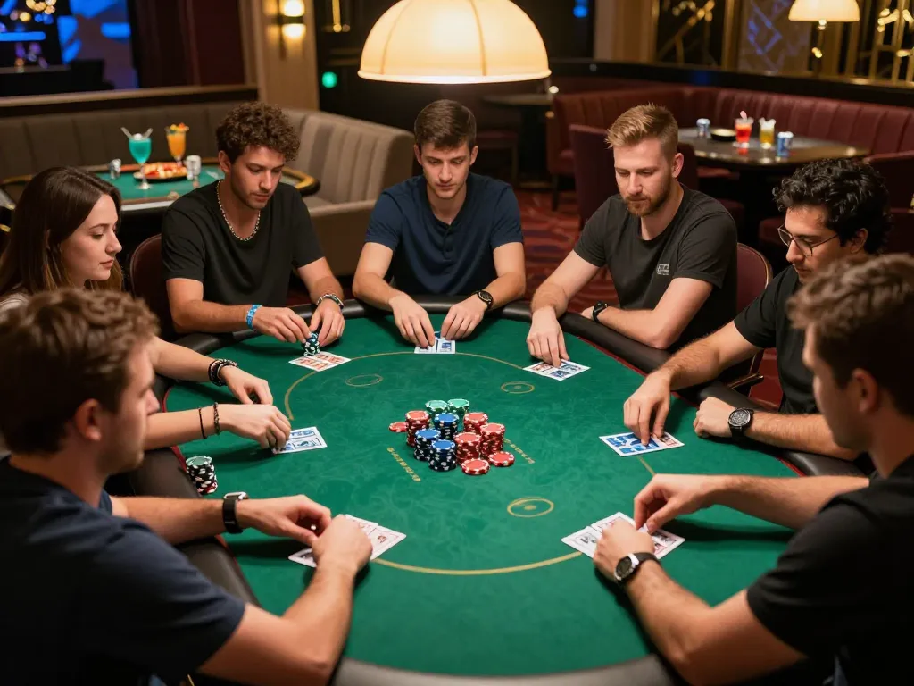 Ikuti permainan poker strategis di DEWI77 sambil menikmati suasana kasino yang ramai.