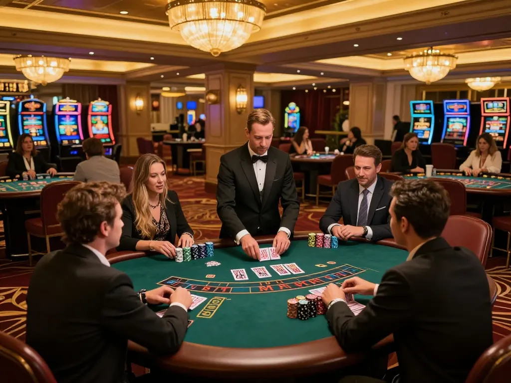 Players engage in high-stakes blackjack action at 888newcasino's elegant table