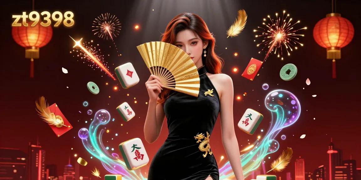 Experience zt9398's thrilling gaming adventure with a captivating Asian woman and festive decorations.