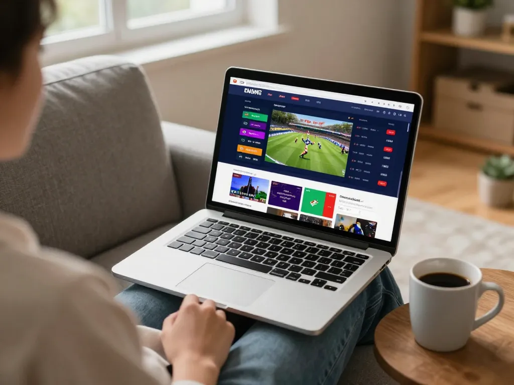 Person engaging in online sports betting on laptop, showcasing trang ca cuoc bong da and betting options