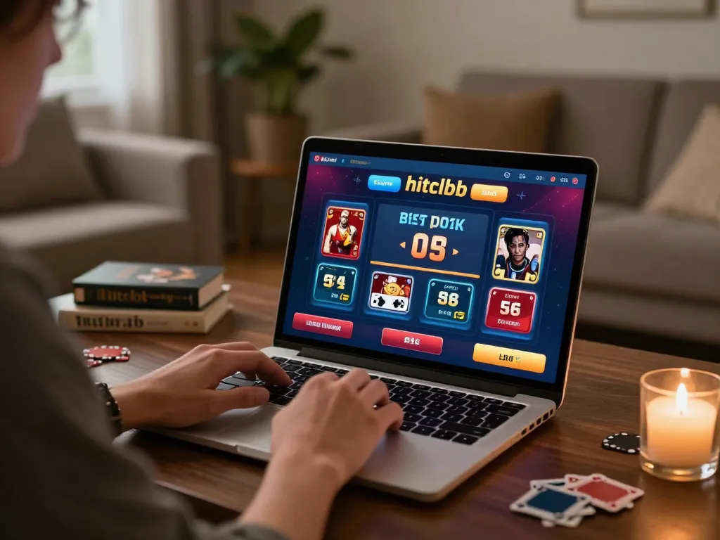 Engaged player strategizing on hitclub poker, enhancing online gaming experience at home.