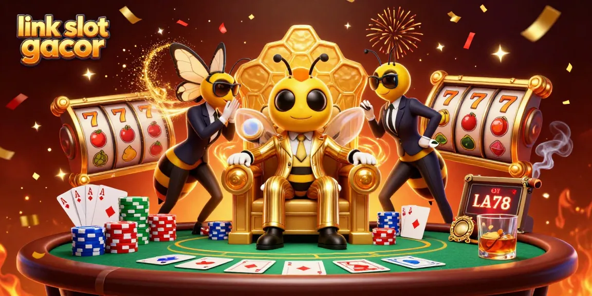 Experience excitement with link slot gacor in a vibrant casino scene featuring a bumblebee mob boss.