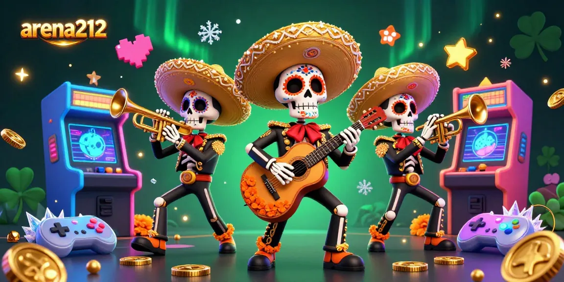 arena212 memikat pemain dengan ilustrasi kasino dinamis, Dia de los Muertos dan mesin game arcade.