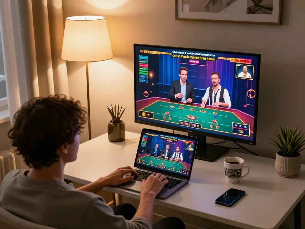 Player engaging with online games at https://rr888.shopping/, showcasing live dealer interaction and a cozy atmosphere.